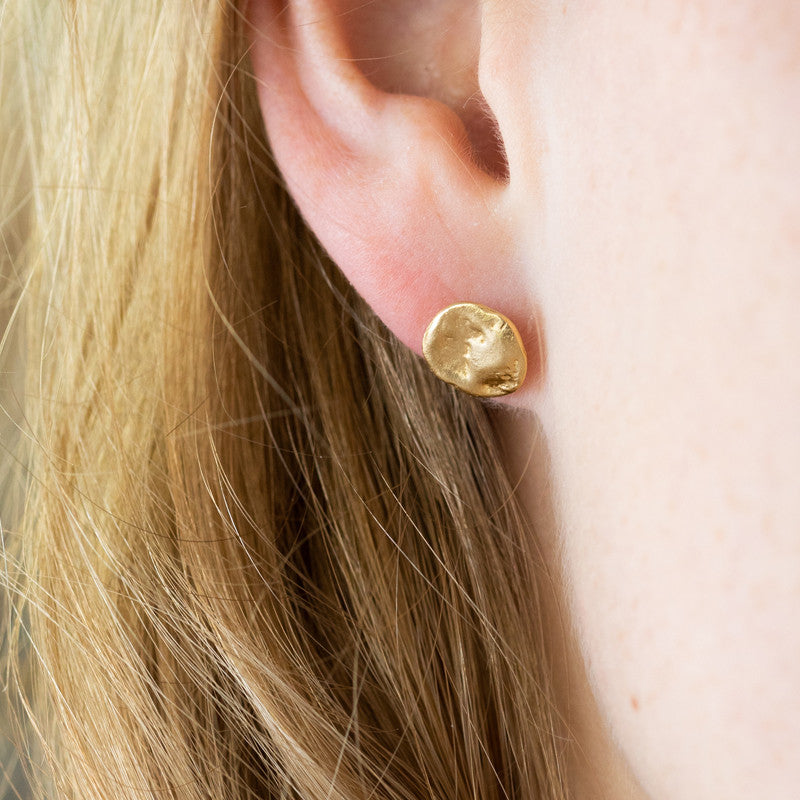 Boucles d'Oreilles Moon M Argent 925 Doré Or Fin