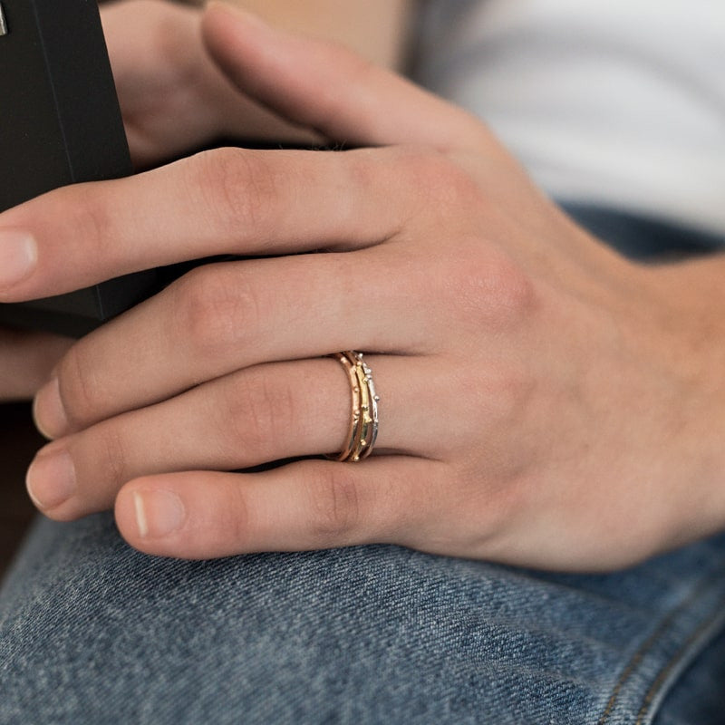 Bague Brindilles Fine Parsemée Or Rose 18 Carats