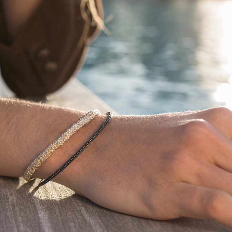 Jonc Billes Large Argent 925 Doré Or Clair