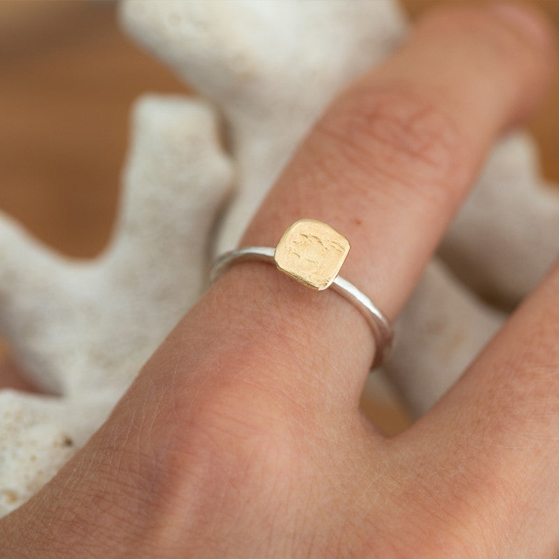 Bague Square Argent 925 & Or 585/1000